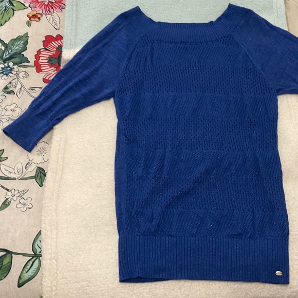 Guess Sparkly Blue Sweater Shirt Size L - Picture 4 of 9